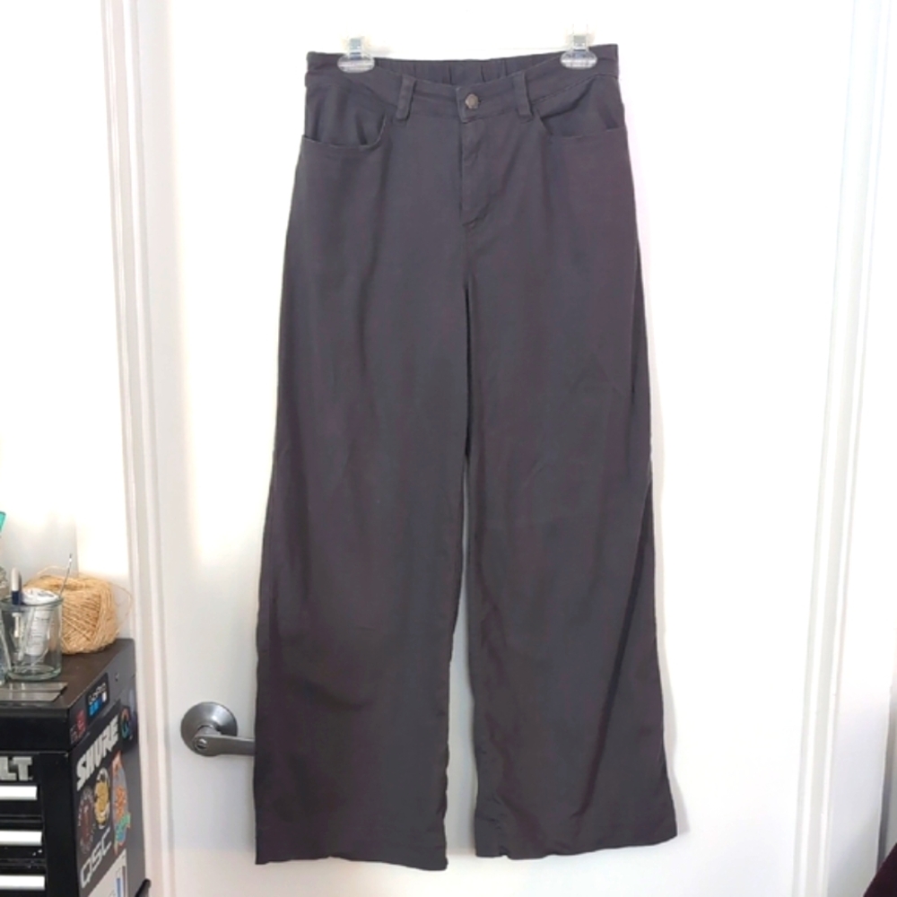 Pact Gray Wide Leg Pants High Waisted
